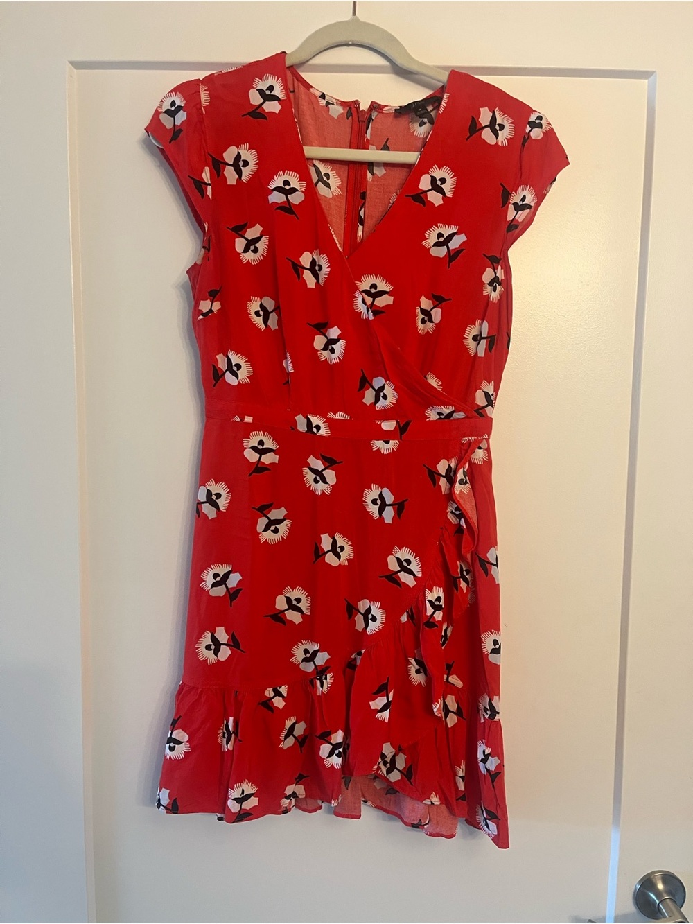 J. Crew Red Floral V-Neck Sundress